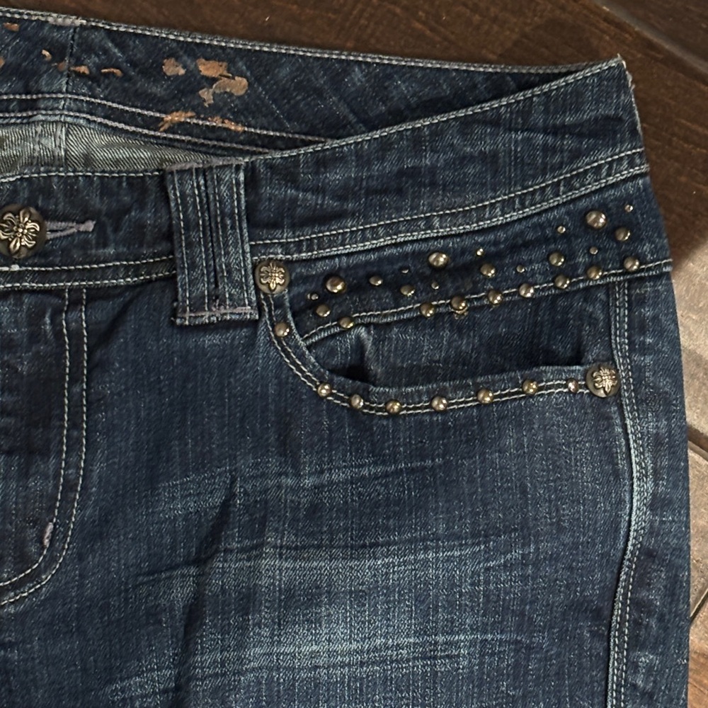 🫶🏼embellished Seven7 Women's Straight Leg Jeans - Dark Blue size 14 - Picture 2 of 11